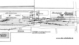 Lageplan 1913 - Im Garten der Angler Bahn wurde das Tanklager gebaut.